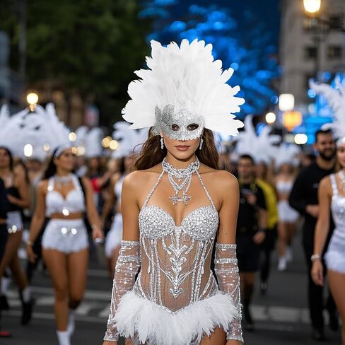 MCJC Feather Masquerade Mask, Lace Venetian Carnival Mask with Plumes, Mardi Gras Costume Accessory in Saudi Arabia