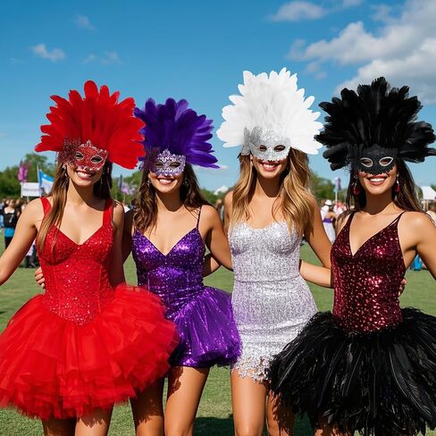 MCJC Feather Masquerade Mask, Lace Venetian Carnival Mask with Plumes, Mardi Gras Costume Accessory in Saudi Arabia
