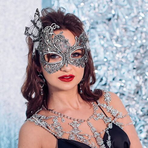 Lace Masquerade Masks for Women - 2025 Venetian Butterfly Mask with Rhinestone, 1950s Eyemask for Woman in Kuwait