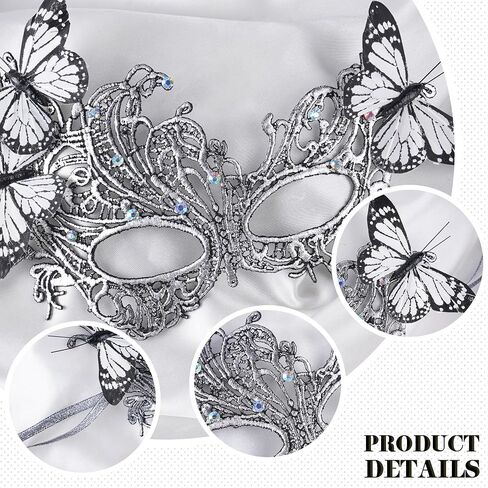 Lace Masquerade Masks for Women - 2025 Venetian Butterfly Mask with Rhinestone, 1950s Eyemask for Woman in Kuwait