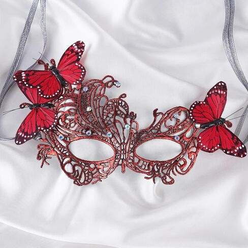 Lace Masquerade Masks for Women - 2025 Venetian Butterfly Mask with Rhinestone, 1950s Eyemask for Woman in Kuwait