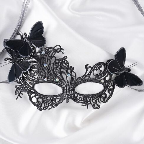 Lace Masquerade Masks for Women - 2025 Venetian Butterfly Mask with Rhinestone, 1950s Eyemask for Woman in Saudi Arabia