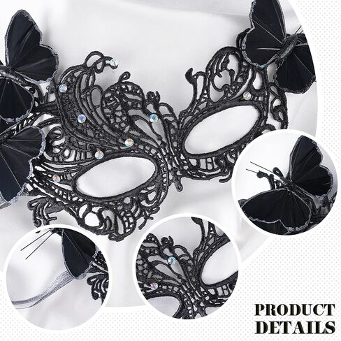 Lace Masquerade Masks for Women - 2025 Venetian Butterfly Mask with Rhinestone, 1950s Eyemask for Woman in Saudi Arabia