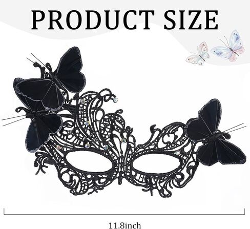 Lace Masquerade Masks for Women - 2025 Venetian Butterfly Mask with Rhinestone, 1950s Eyemask for Woman in Saudi Arabia
