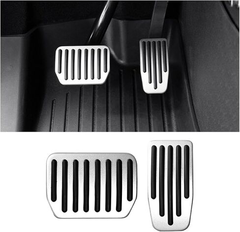 Car Foot Pedal Pads Set, 2PCS Aluminum Vehicle Accelerator Pedal Covers, Non Slip Performance Automotive Brake Foot Rest Pedal Extenders Replacement Compatible with Model 3 Model Y(Red) in Kuwait