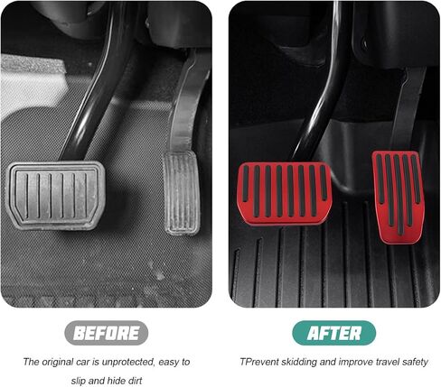 Car Foot Pedal Pads Set, 2PCS Aluminum Vehicle Accelerator Pedal Covers, Non Slip Performance Automotive Brake Foot Rest Pedal Extenders Replacement Compatible with Model 3 Model Y(Red) in Kuwait