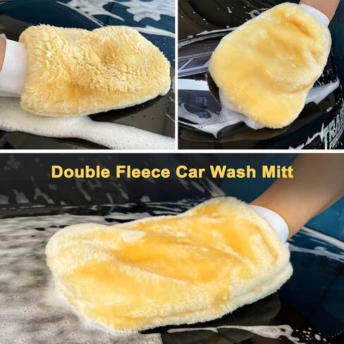Car Wash Brush Mop with Long Handle, Car Wash Kit with 2 Chenille Mop Heads, 15° Curved Extension Pole Scratch-Free Microfiber Mitt Sponge Car Cleaning Supplies Accessories, Yellow in Saudi Arabia