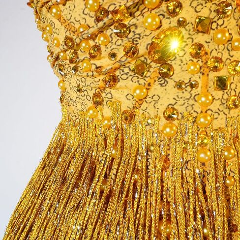 Sexy Yellow Crystal Bodysuit Fringe Nightclub Party Ds Leotard Birthday Celebrate Singer Team Pole Dance Clothing in Saudi Arabia