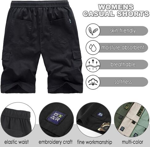 XinYangNi Women's Casual Cargo Shorts with Pockets Elastic High Waist Drawstring Bermuda Shorts for Women in Saudi Arabia