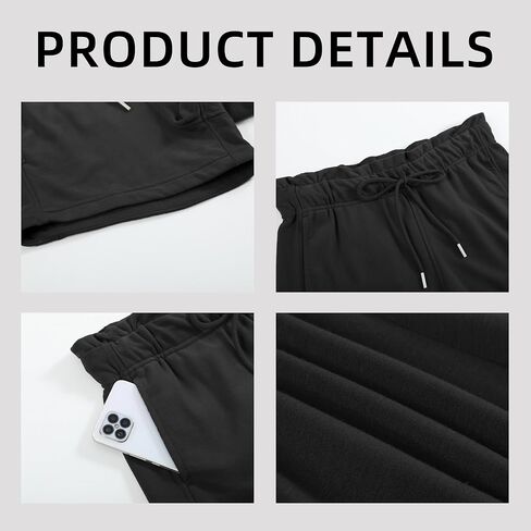 Women's Sweat Shorts Cotton French Terry Drawstring Summer Workout Casual Lounge Shorts with Pockets in Saudi Arabia