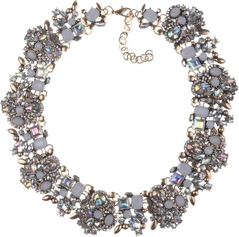 قلادة مريلة ذهبية صفراء 14 كيلو لسيدة MRS ، ZA ZA Emerald Indian Colorful Develed Deted Right Women ، Black Crystal Chunky Rhinestone Garge Clar Big Bib Netlace Jewelry in Kuwait