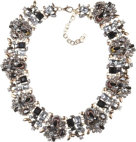 قلادة مريلة ذهبية صفراء 14 كيلو لسيدة MRS ، ZA ZA Emerald Indian Colorful Develed Deted Right Women ، Black Crystal Chunky Rhinestone Garge Clar Big Bib Netlace Jewelry in Kuwait