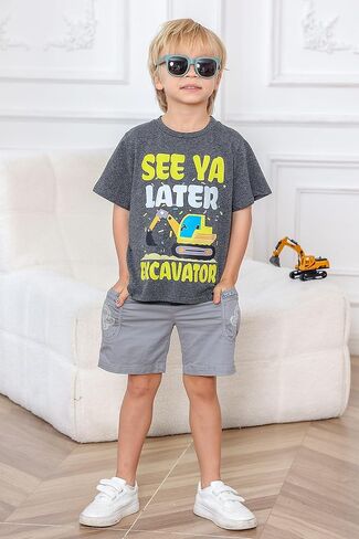kids4ever الأولاد تي شيرت القطن الأبجدية نمط الشاحنة قصيرة الأكمام قميص تي شيرت لمدة 2-6 سنوات in Kuwait