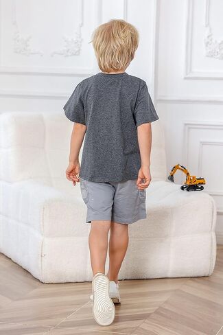 kids4ever الأولاد تي شيرت القطن الأبجدية نمط الشاحنة قصيرة الأكمام قميص تي شيرت لمدة 2-6 سنوات in Kuwait
