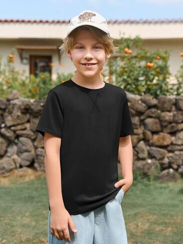 Haloumoning Boys T Shirts Kids Summer Crewneck Short Sleeve Tshirts Fashion Casual Tees 5-14 Years in Saudi Arabia