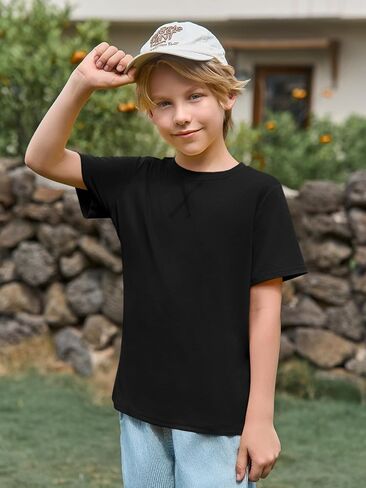 Haloumoning Boys T Shirts Kids Summer Crewneck Short Sleeve Tshirts Fashion Casual Tees 5-14 Years in Saudi Arabia