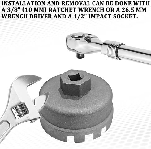Oil Filter Wrench for Toyota 4 Runner, Prius, RAV4, Highlander, Tundra, 64mm 14 Flute Oil Filter Cap Wrenches Removal Tool for 2.5-5.7L Engine, Aluminum Oil Filter Socket Set (Black) in Saudi Arabia