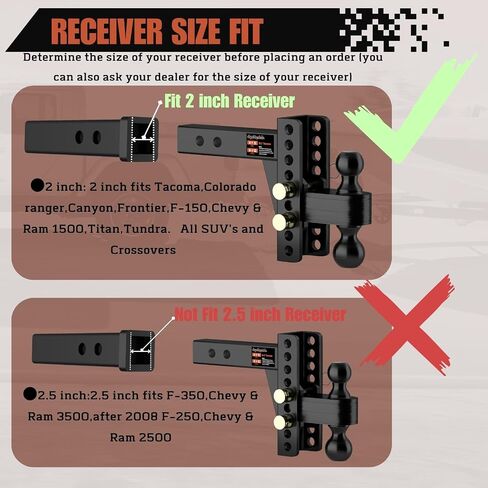 2" Adjustable Trailer Hitch - 4" Rise/Drop Height, 2'' & 2-5/16'' Ball Hitches 25000 Lbs Heavy Duty Towing Ball Mount, RVs, Campers, Boat Trailers in Kuwait