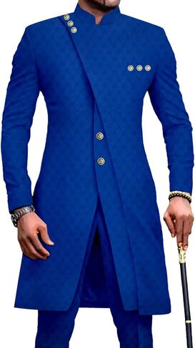 African Clothes for Men Dashiki Slim Fit Jacket and Trousers Set Formal Attire for Wedding in Saudi Arabia