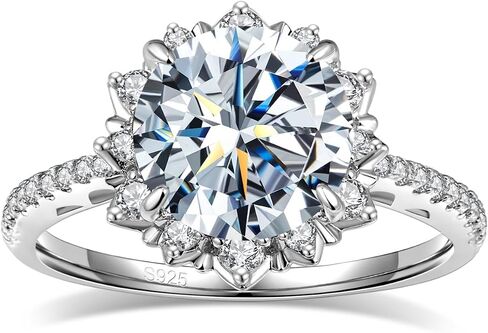 0.5/1.5/2/3CT خاتم الخطوبة مويسانيت للنساء ، د ، حلقة زفاف ، خاتم الزفاف ، خاتم خطوبة هالة الفضة الفضية S925 in Kuwait