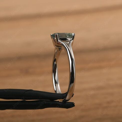 LUO S925 Sterling Silver Gemstone Ring Split Shank Oval Shaped 8x6 mm Solitaire Engagement Promise Ring for Women in Saudi Arabia