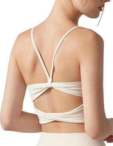 Womens Sports Bra Durable Strappy Workout Top Medium Support Padded Crop Tops, Tank Tops in Saudi Arabia
