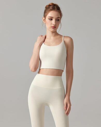Womens Sports Bra Durable Strappy Workout Top Medium Support Padded Crop Tops, Tank Tops in Saudi Arabia