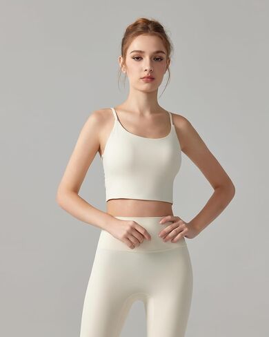Womens Sports Bra Durable Strappy Workout Top Medium Support Padded Crop Tops, Tank Tops in Saudi Arabia