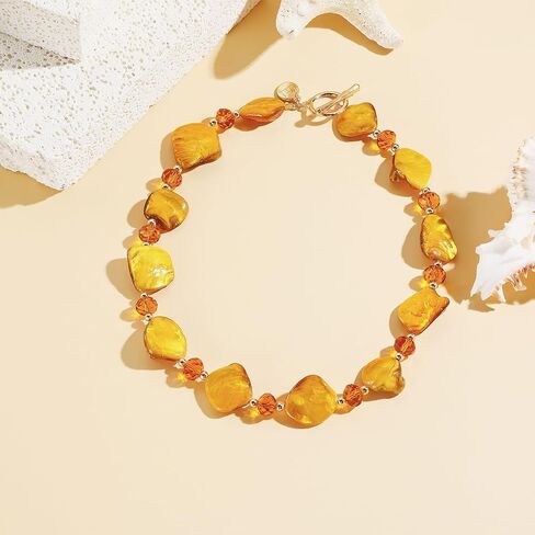 Firstmeet Natural Shell Pearl Choker Handmade Summer Boho Necklace for Women Beach Summer Holiday Gift in Kuwait