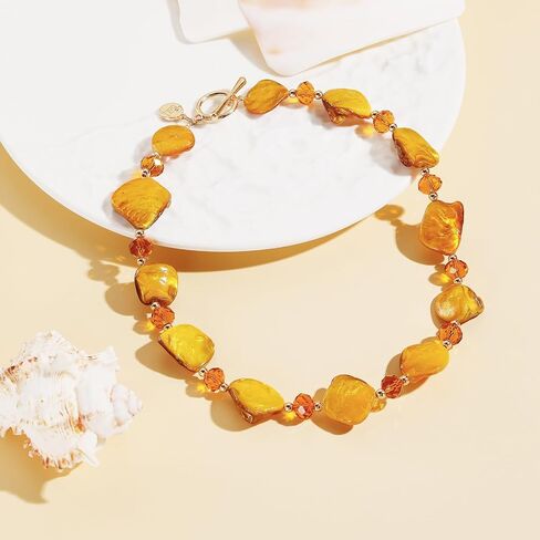 Firstmeet Natural Shell Pearl Choker Handmade Summer Boho Necklace for Women Beach Summer Holiday Gift in Kuwait