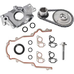 M295 Oil Pump Timing Chain Kit with Timing Cover Gasket for Chevy Avalanche Silverado Suburban GMC Sierra Cadillac 4.8L 5.3L 6.0L LS1 LS2 LS3