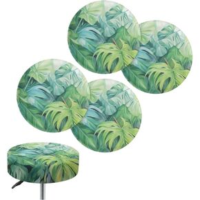 أغطية البراز Monstera Leaf Round 4 PCS مقعد البراز مقعد البراز من 14-16 بوصة مع أغطية كرسي بار مرنة البراز.