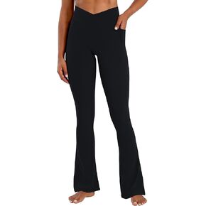 Sunzel Hidden Butt Lifting Scrunch Flare Leggings for Women with Pockets No Front Seam Tummy Control Mini Flared Yoga Pants
