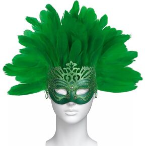 قناع MCJC Feather Masquerade ، رأس الكرنفال مع الترتر ، ملحق أزياء Showgirl القوطية