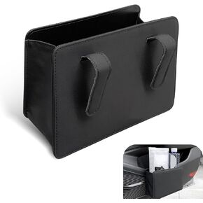 1 PC Car Door Trash Can ، 8 "× 5.5" × 2.7 "من الجلود سهلة التنظيف قابلة للطي ، صندوق تخزين غير قابلة للطي ، منظم خطاف خلفي متعدد الوظائف لأكواب المياه المظلات ، عالمي للسيارات (أسود)