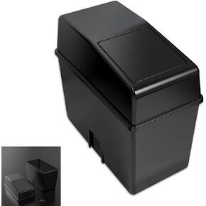 Pack-1 Multifunctional Car Trash Can, 8.2" x 7.8" x 3.9" Waterproof Portable Plastic Vehicle Storage Accessories with Lid, Universal Automotive Trash Can for Office Home Truck SUV Car (Black)
