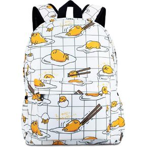 Roffatide Anime the Lazy Egg Backpack for Women Large Nylon Travel Backpack All Over Printed Cute Daypack White/Yellow