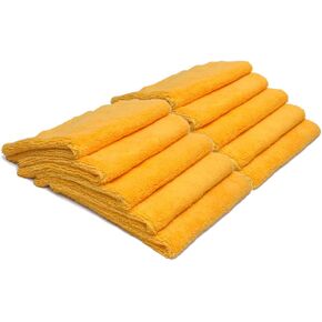 Autofiber Elite Edgeless Two-Pile Microfiber Detailing Towel, All-Purpose Detail Rag, High-Pile and Low-Pile - Pack of 10, Gold (16 inch x 16 inch)