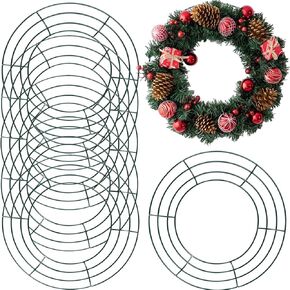 tihood 6pcs 10 "إطار إكليل من الأسلاك مستديرة شكل إكليل من الزهور المعدنية للحرف اليدوية والزخارف في حفلات الزفاف احتفالات حفلة عيد الميلاد ، الأخضر الداكن