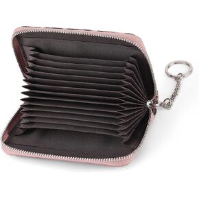 SENDEFN Small Credit Card Holder Wallets for Women RFID Blocking Leather Keychain Cards Cases with ID Window