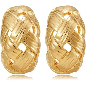 Gold Clip on Earrings for Women Clip on Hoop Earrings Chunky Gold Silver Drop Clip Earrings For Fashion Designer Luxury Trendy hypoallergenic Jewelry in Kuwait