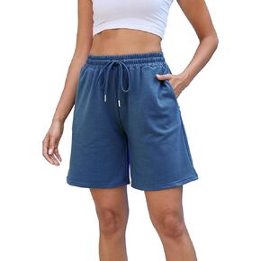 Women's Sweat Athletic Shorts Jogger Summer Loose Drawstring Waist Bermuda Shorts with Pockets