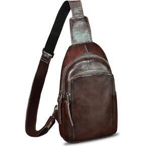 Genuine Leather Sling Bag for Women and Men Vintage Handmade Leather Sling Backpack Shoulder Crossbody Bag Chest Purse