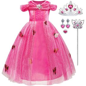 Flower Girls Princess Costume Butterfly Christmas Halloween Dress with Accessories