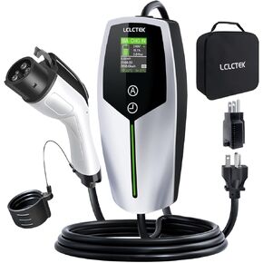 المستوى 1+2 ev شاحن ، 8 ~ 16 أمبير شاحن سيارة محمول 110 ~ 240 فولت ، محطة شحن المركبات الكهربائية مع NEMA 6-20p و NEMA 5-15p ، كابل شحن EV سفر 26 قدمًا ، للسيارات الكهربائية J1772 (Silver ، 16A)