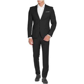 دعاوى رجال 2 قطعة ناعمة لليمة مجموعة صلبة اثنين زر السترة سترة سروال كلاسيكي Tuxedo in Kuwait