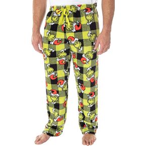 Dr. Seuss Men's GRINCH Sneaky Face Fleece Plush Pajama Pants