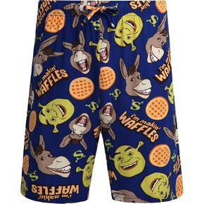 Shrek Men's All Over Print Pajama Shorts with Adjustable/Elastic Waistband, Long Pajamas Jam Shorts