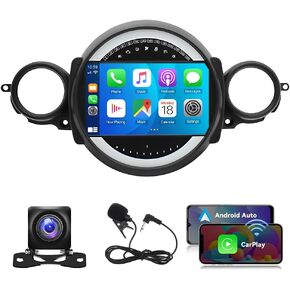 [2+32G] ستيريو راديو السيارة Android 13 لـ Mi-ni Coo-per R56 2007-2014 Carplay وAndroid Auto - شاشة لمس 9 بوصة Android Car Stereo WiFi GPS Navigation التحكم في عجلة القيادة + كاميرا احتياطية