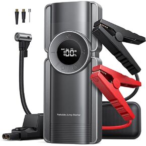 Portable Car Jump Starter with Air Compressor, 4000A 20000mAh Car Battery Jump Starter Battery Pack (9L Gas/8L Diesel), Jumper Starter Portable Jump Box with Display, Emergency Light